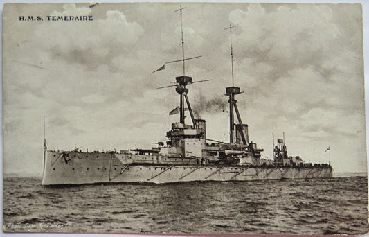 Vintage Warship Postcard of H.M.S / HMS Temeraire