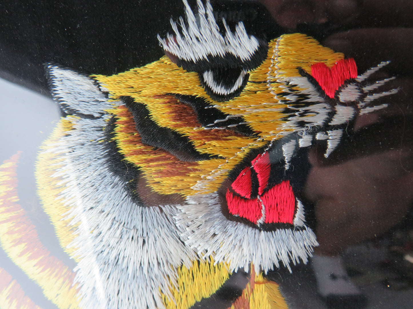 Vintage Embroidered Tiger Framed Picture Artwork