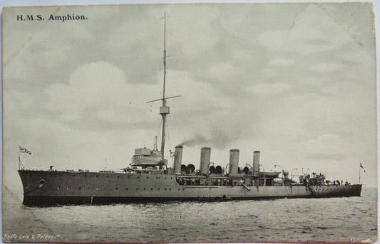 Vintage Warship Postcard of H.M.S / HMS Amphion