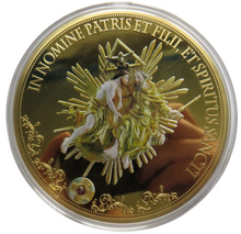 Load image into Gallery viewer, Large 100mm Gold Plated Commemorative Coin Father, Son, Holy Spirit
