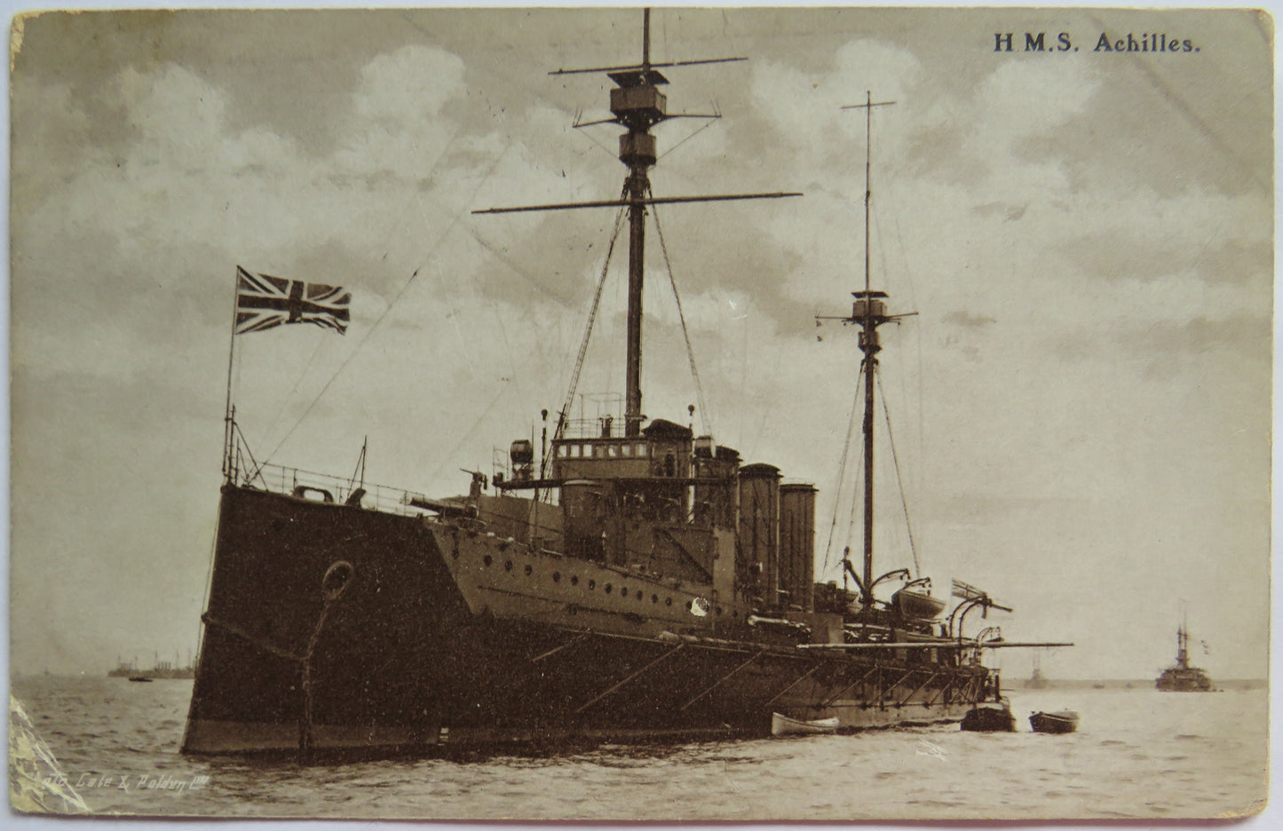 Vintage Warship Postcard of H.M.S / HMS Achilles 1908