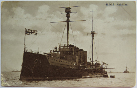 Vintage Warship Postcard of H.M.S / HMS Achilles 1908