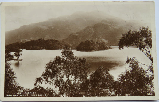 Vintage Postcard of Loch Katrine and Ben Venue Trossachs 1943