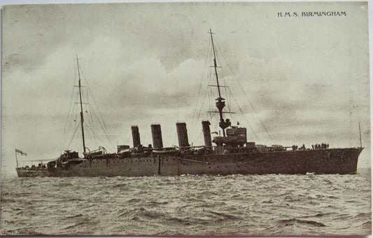 Vintage Warship Postcard of H.M.S / HMS Birmingham