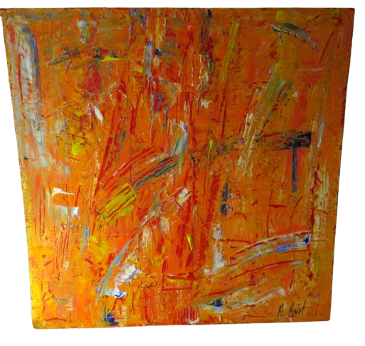 Abstract Decorative Oil Painting By Annette Aust 60 x 60 cm