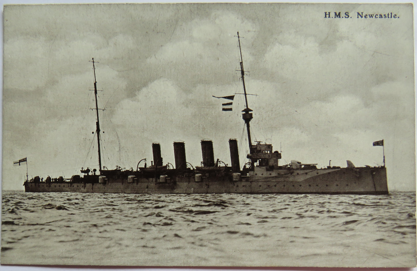 Vintage Warship Postcard of H.M.S / HMS Newcastle