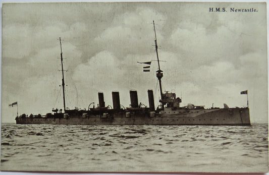 Vintage Warship Postcard of H.M.S / HMS Newcastle