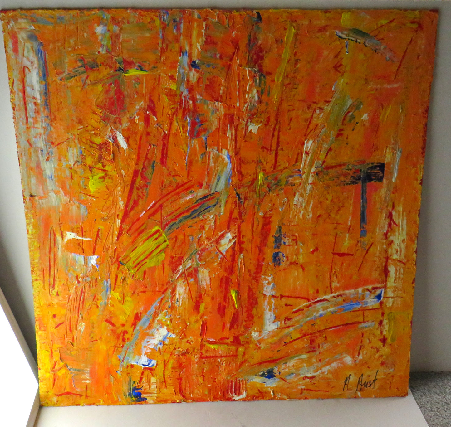 Abstract Decorative Oil Painting By Annette Aust 60 x 60 cm