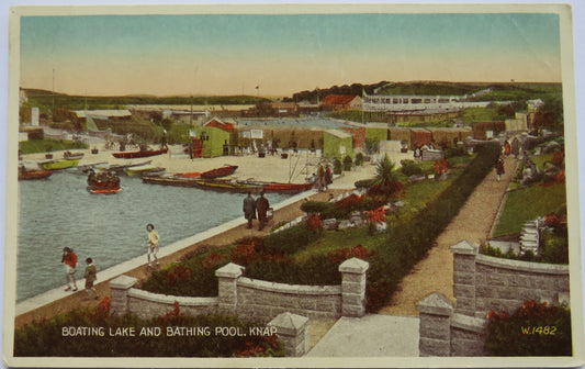 Vintage Postcard of Boating Lake and Bathing Pool, Knap