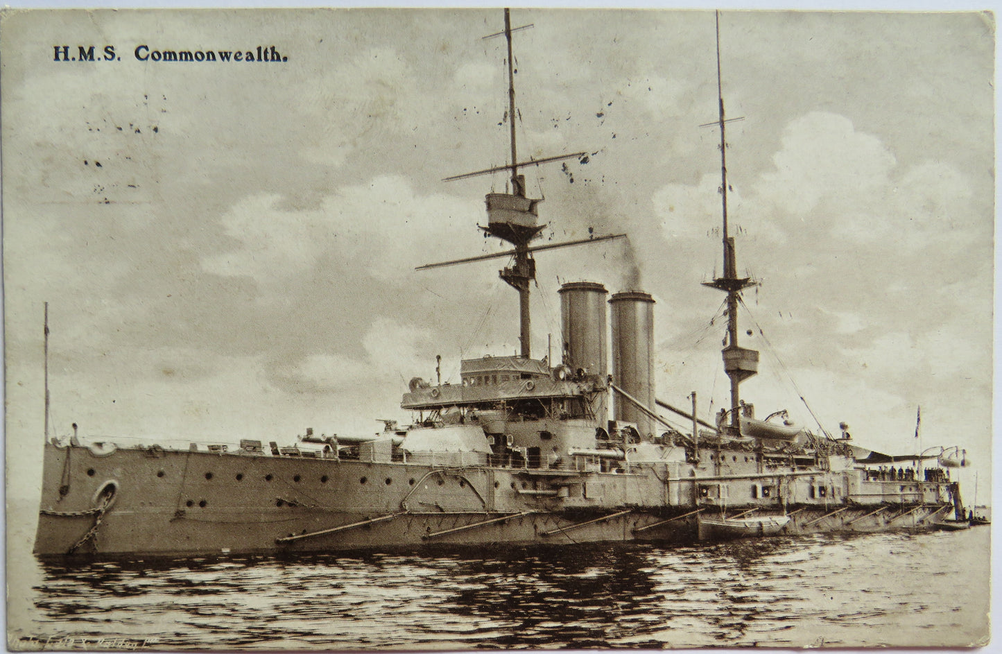 Vintage Warship Postcard of H.M.S / HMS Commonwealth