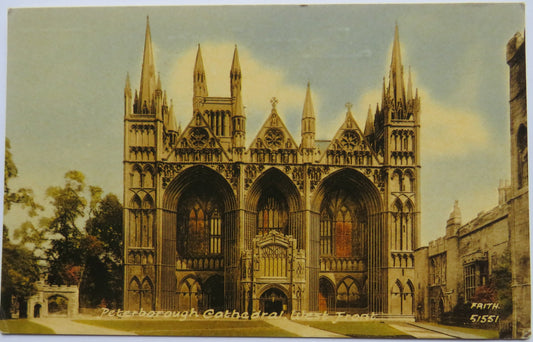 Vintage Postcard of Peterborough Cathedral West Front