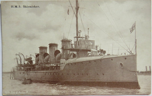 Vintage Warship Postcard of H.M.S / HMS Skirmisher