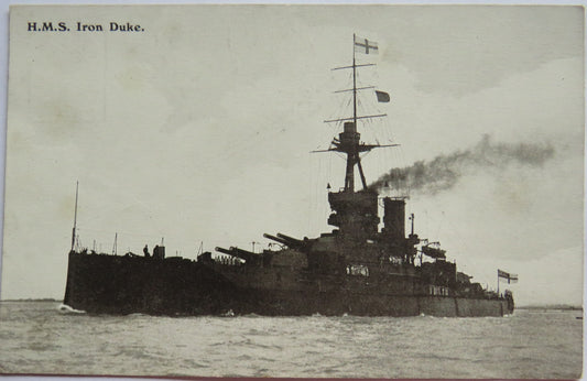 Vintage Warship Postcard of H.M.S / HMS Iron Duke