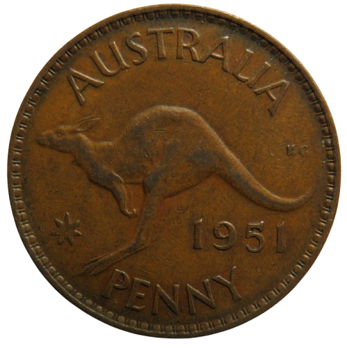 1951 King George VI Australia One Penny Coin