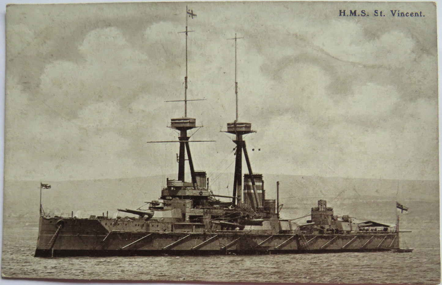 Vintage Warship Postcard of H.M.S / HMS St. Vincent