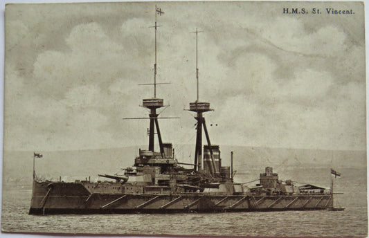 Vintage Warship Postcard of H.M.S / HMS St. Vincent