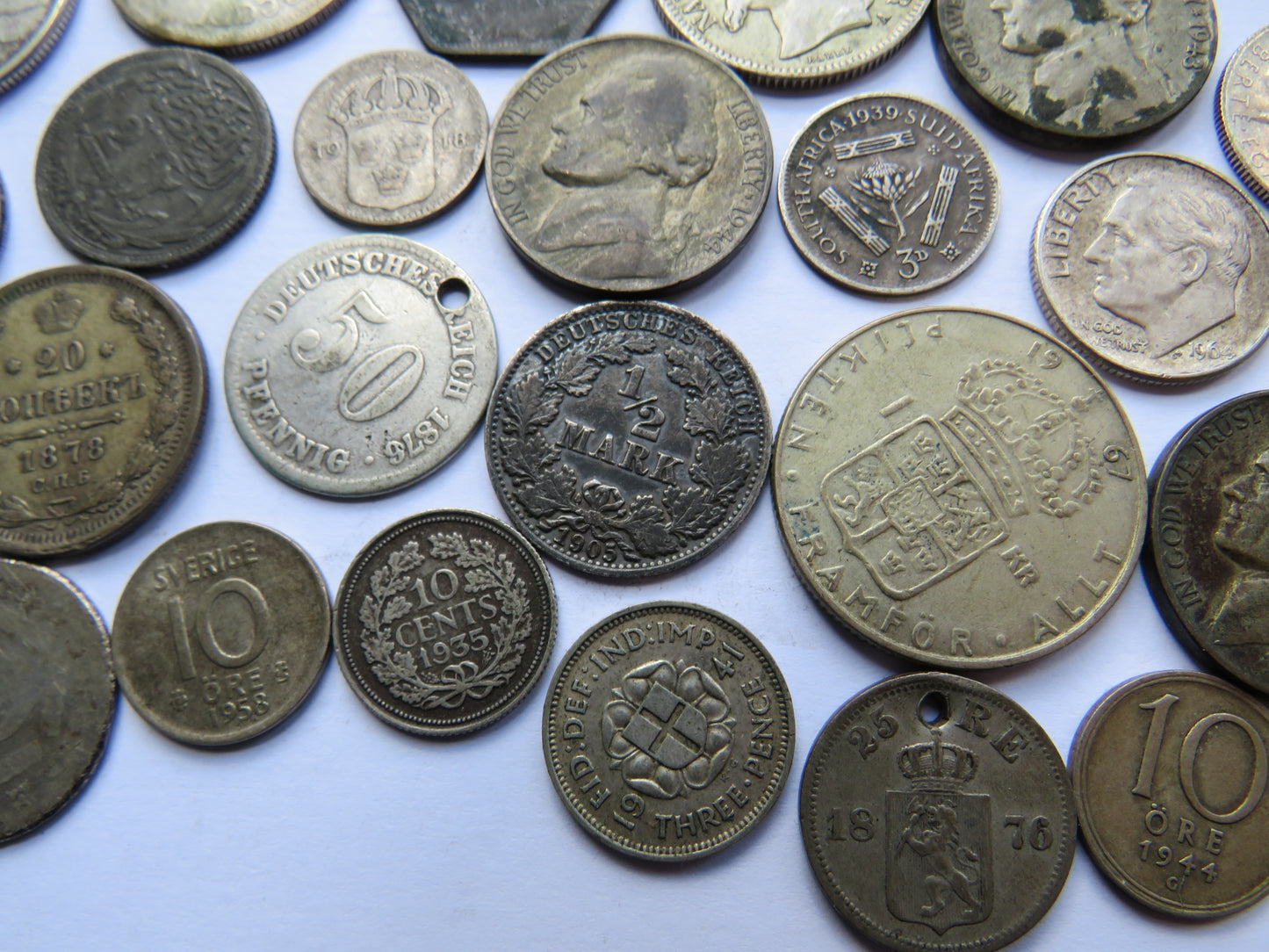 Collection of Old World Silver Coins 124 Grams - Germany, France, USA, etc