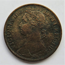 Load image into Gallery viewer, 1885 Queen Victoria Bun Head Farthing Coin Great Britain
