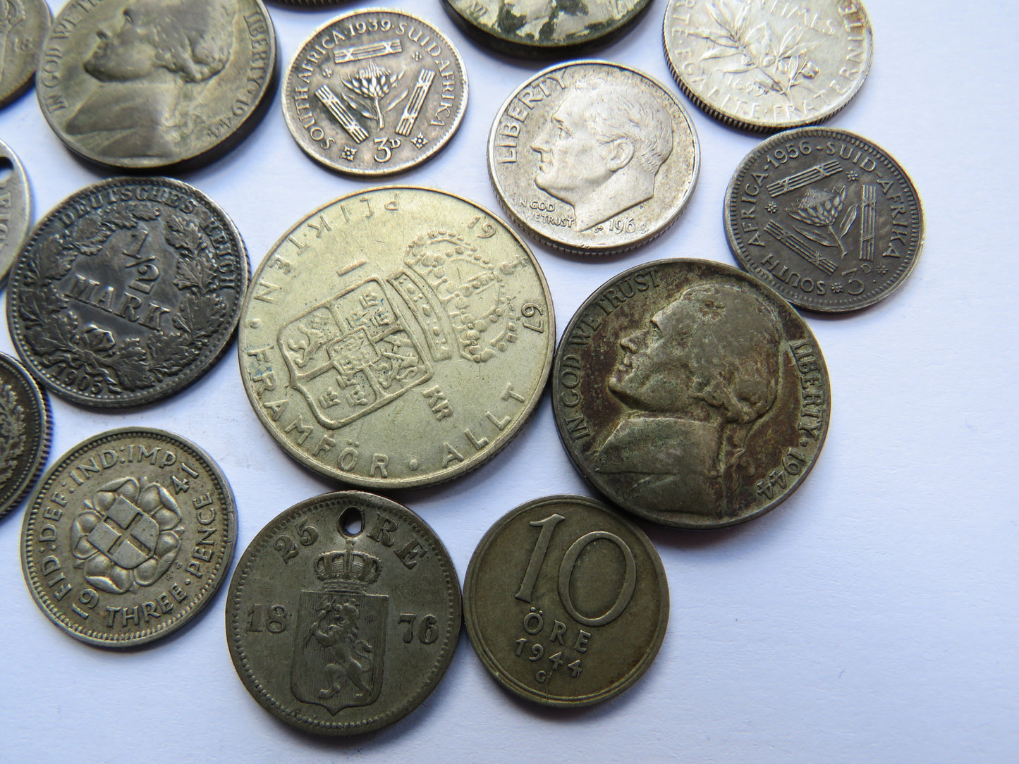 Collection of Old World Silver Coins 124 Grams - Germany, France, USA, etc