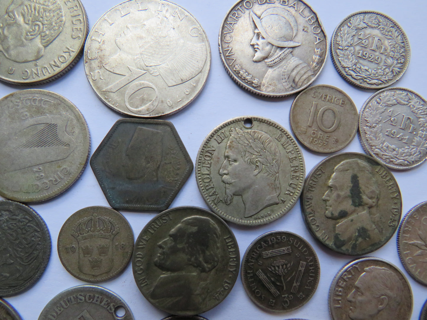 Collection of Old World Silver Coins 124 Grams - Germany, France, USA, etc