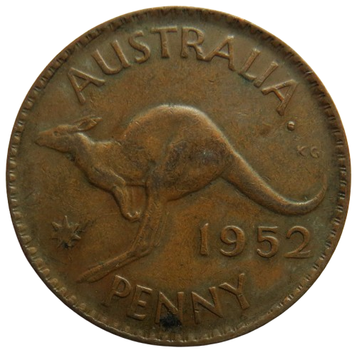 1952 King George VI Australia One Penny Coin