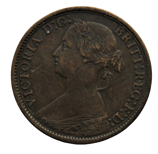 1866 Queen Victoria Bun Head Farthing Coin Great Britain