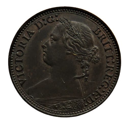 1878 Queen Victoria Bun Head Farthing Coin In Higher Grade