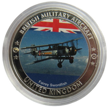 Load image into Gallery viewer, British Military Aircraft Fairey Swordfish Silver Plated Commemorative Coin
