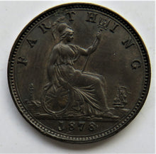 Load image into Gallery viewer, 1878 Queen Victoria Bun Head Farthing Coin In Higher Grade
