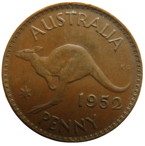 1952 King George VI Australia One Penny Coin