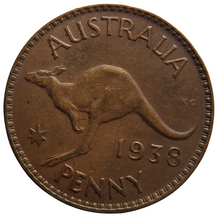 Load image into Gallery viewer, 1938 King George VI Australia One Penny Coin
