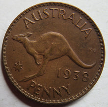 Load image into Gallery viewer, 1938 King George VI Australia One Penny Coin
