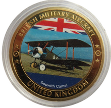 Load image into Gallery viewer, British Military Aircraft Sopwith Camel Gold Plated Commemorative Coin
