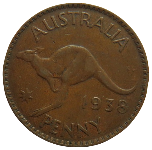 1938 King George VI Australia One Penny Coin