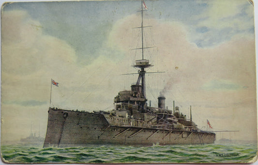 Vintage Warship Postcard of a H.M.S / HMS Colossus
