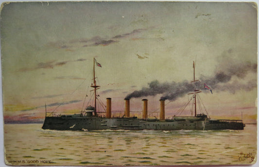 Vintage Warship Postcard of a H.M.S / HMS Good hope