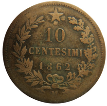 Load image into Gallery viewer, 1862 Italy 10 Centesimi Coin
