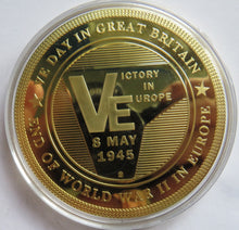 Load image into Gallery viewer, King George VI Speech VE Day Large Gold Plated Commemorative Coin
