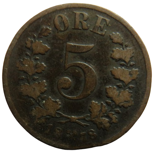 1878 Norway 5 Ore Coin