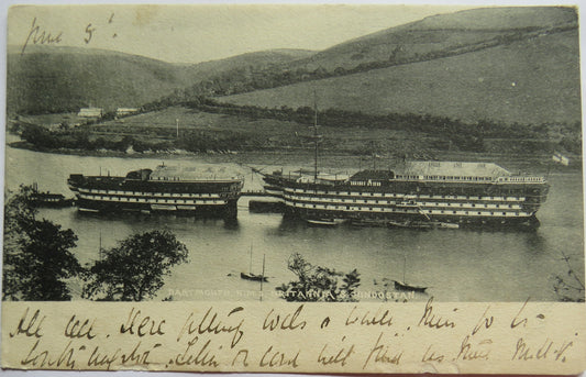 Vintage Postcard of Dartmouth H.M.S. Britannia & Hindostan 1903