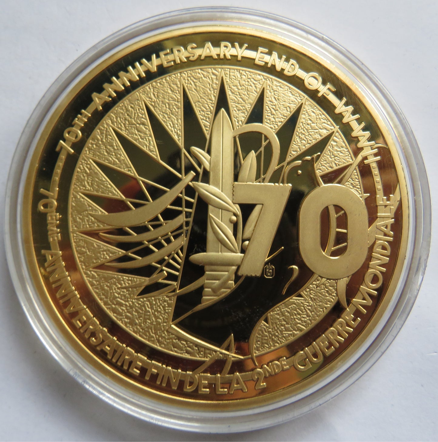 General Charles De Gaulle Large Gold Plated Commemorative Coin End of WWII