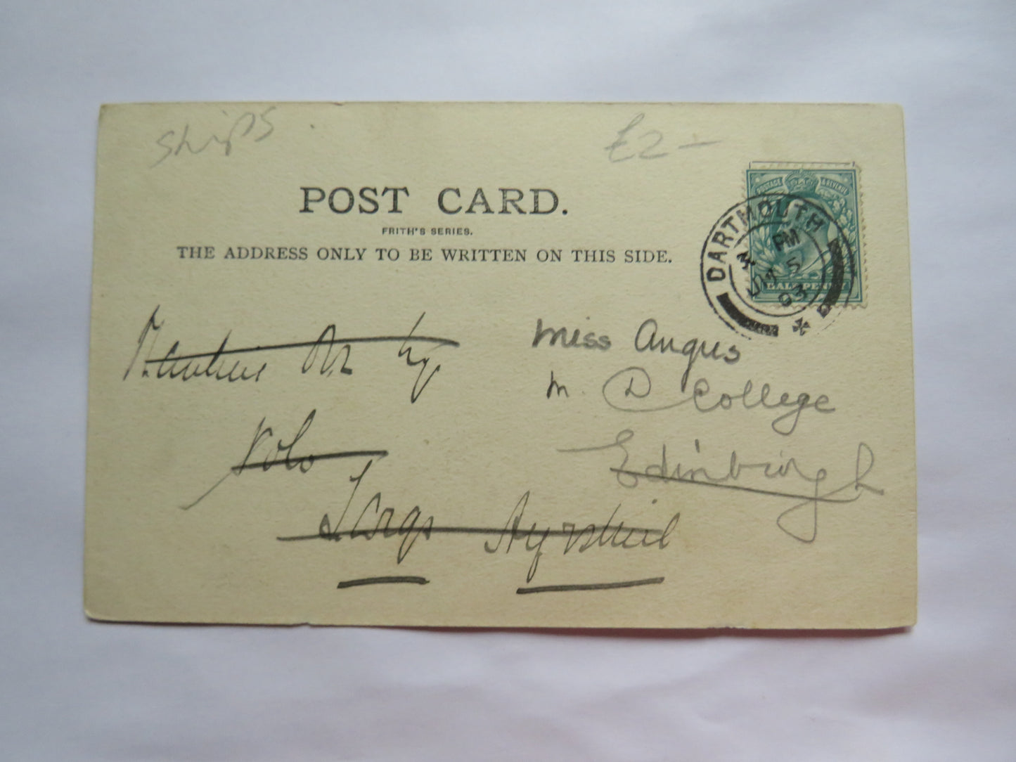 Vintage Postcard of Dartmouth H.M.S. Britannia & Hindostan 1903