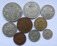 Load image into Gallery viewer, 1942 King George VI 9 Coin Year Set Halfcrown - Farthing Great Britain
