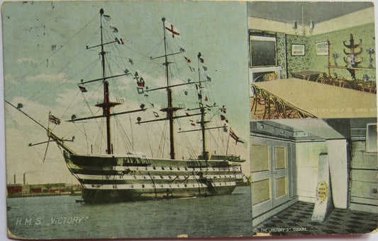 Vintage Postcard of H.M.S. / HMS "Victory" 1908