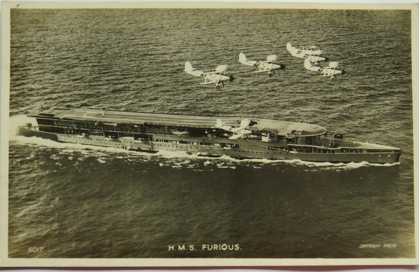 Vintage Warship Postcard of H.M.S. / HMS Furious