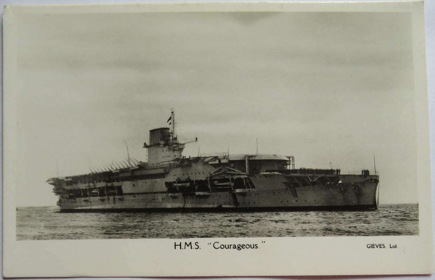 Vintage Warship Postcard of H.M.S. / HMS "Courageous"