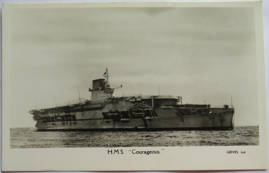 Vintage Warship Postcard of H.M.S. / HMS "Courageous"