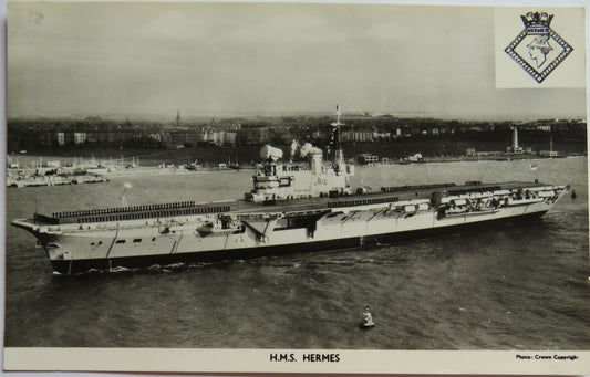 Vintage Warship Postcard of H.M.S. / HMS Hermes