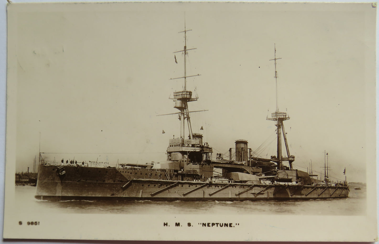 Vintage Warship Postcard of H.M.S. / HMS "Neptune" 1914