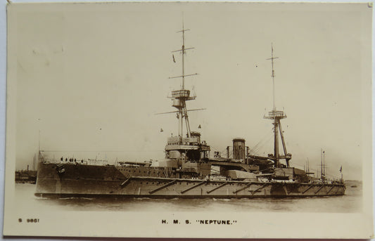 Vintage Warship Postcard of H.M.S. / HMS "Neptune" 1914